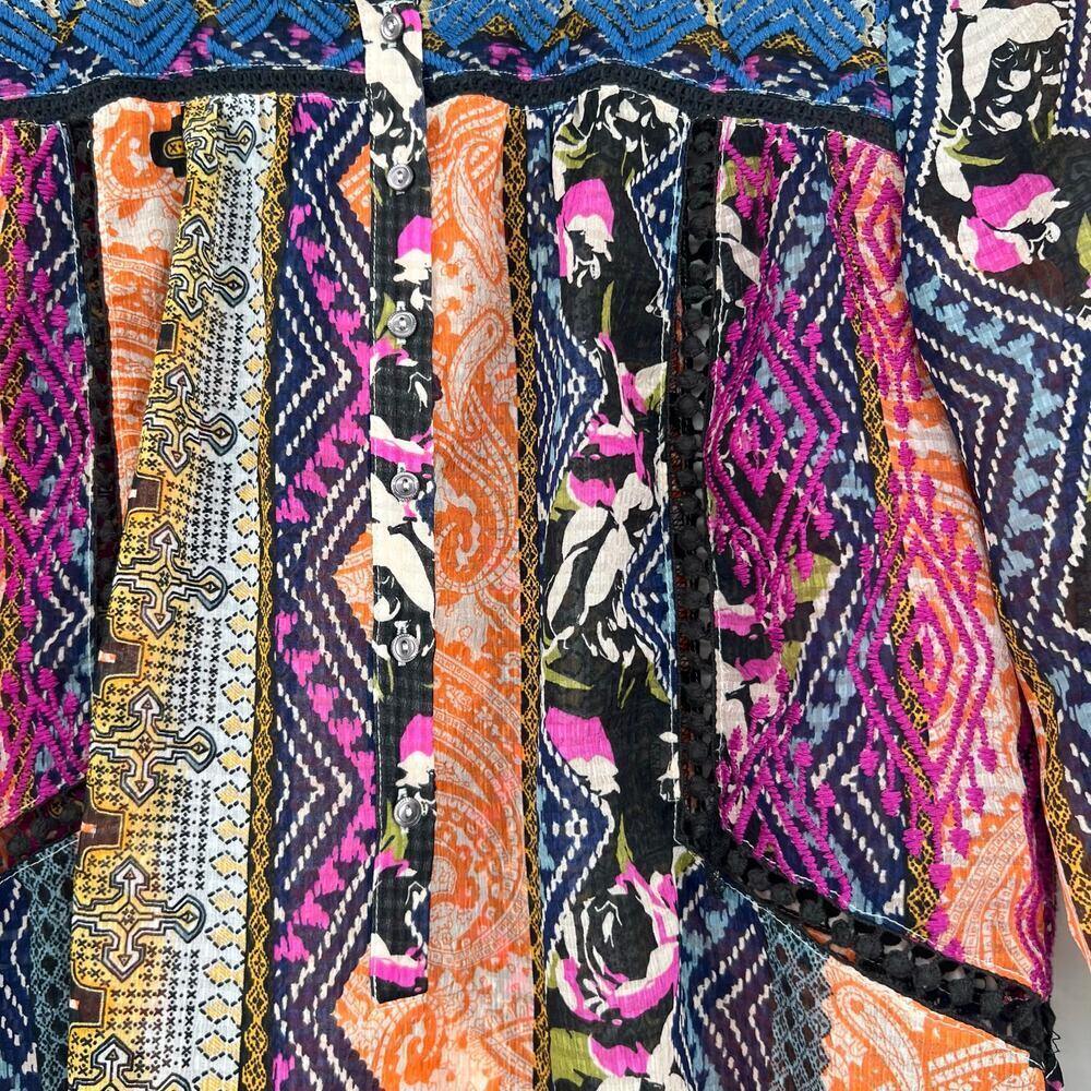 Anthropologie Vanessa Virgina blouse top lenora embroidery boho artsy size 4 - Picture 5 of 8